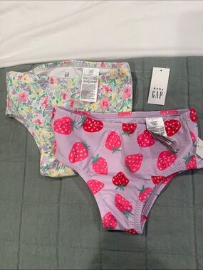 GAP Girls' Lavender Strawberry & Floral Bikini Bottoms - 2-Pack